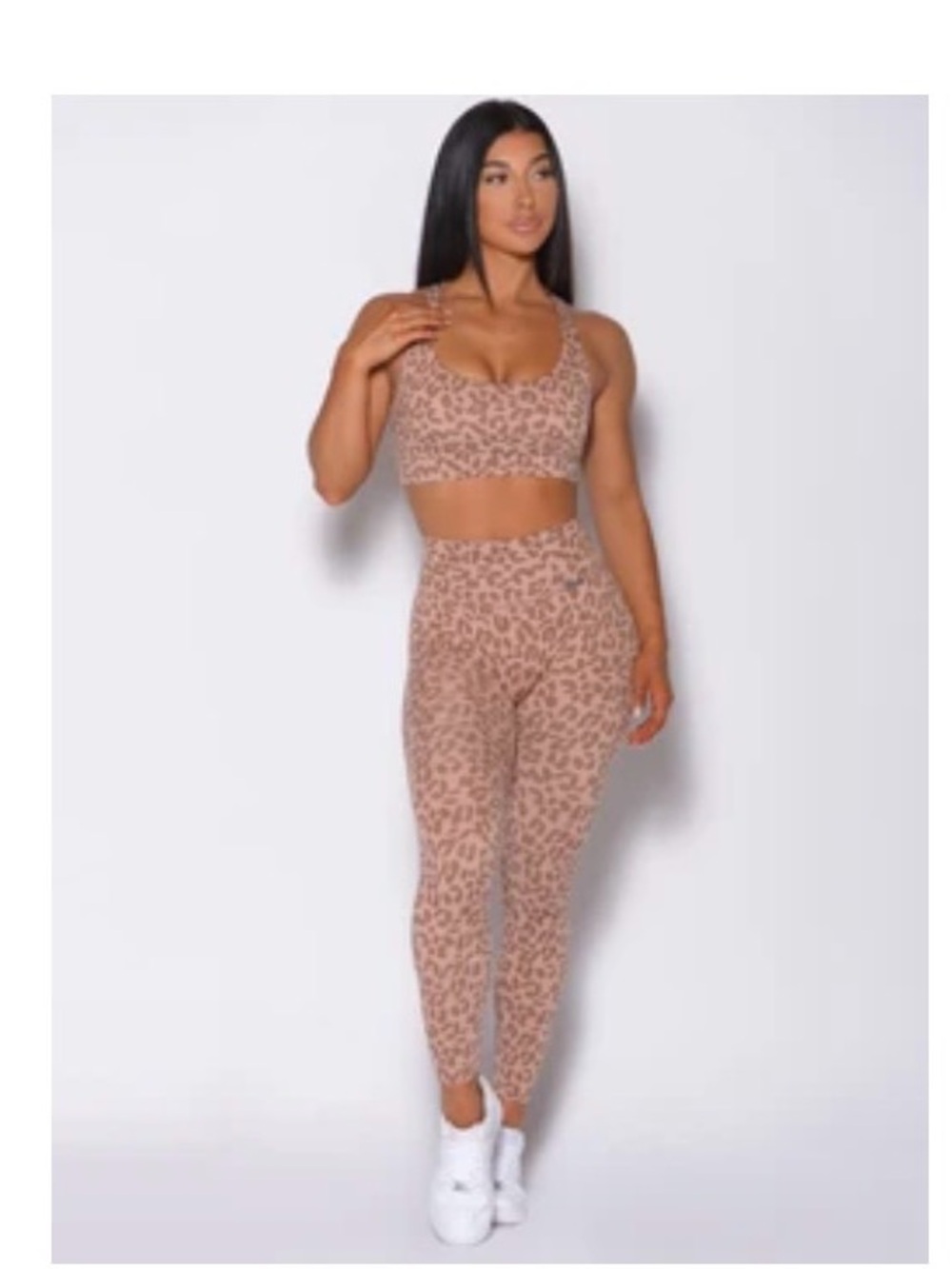 Bombshell Sportswear Taupe Leopard Print Racerback Sports Bra